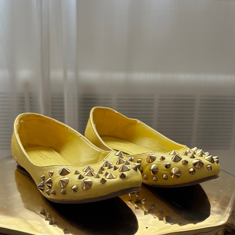 Shoe Dazzle Lemon Studded Loafers